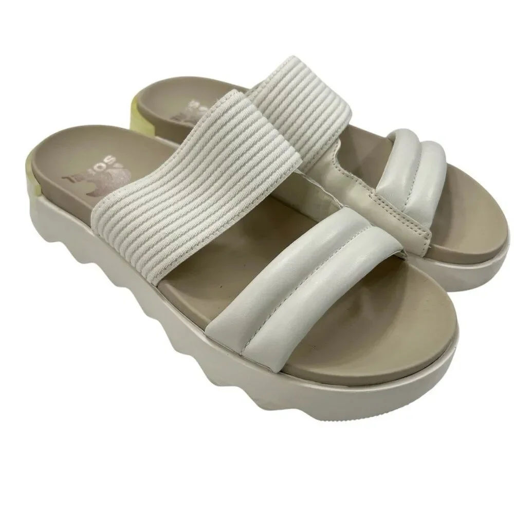 Sorel Vibe Slide Chunky Sandals in Sea Salt Size 8.5
